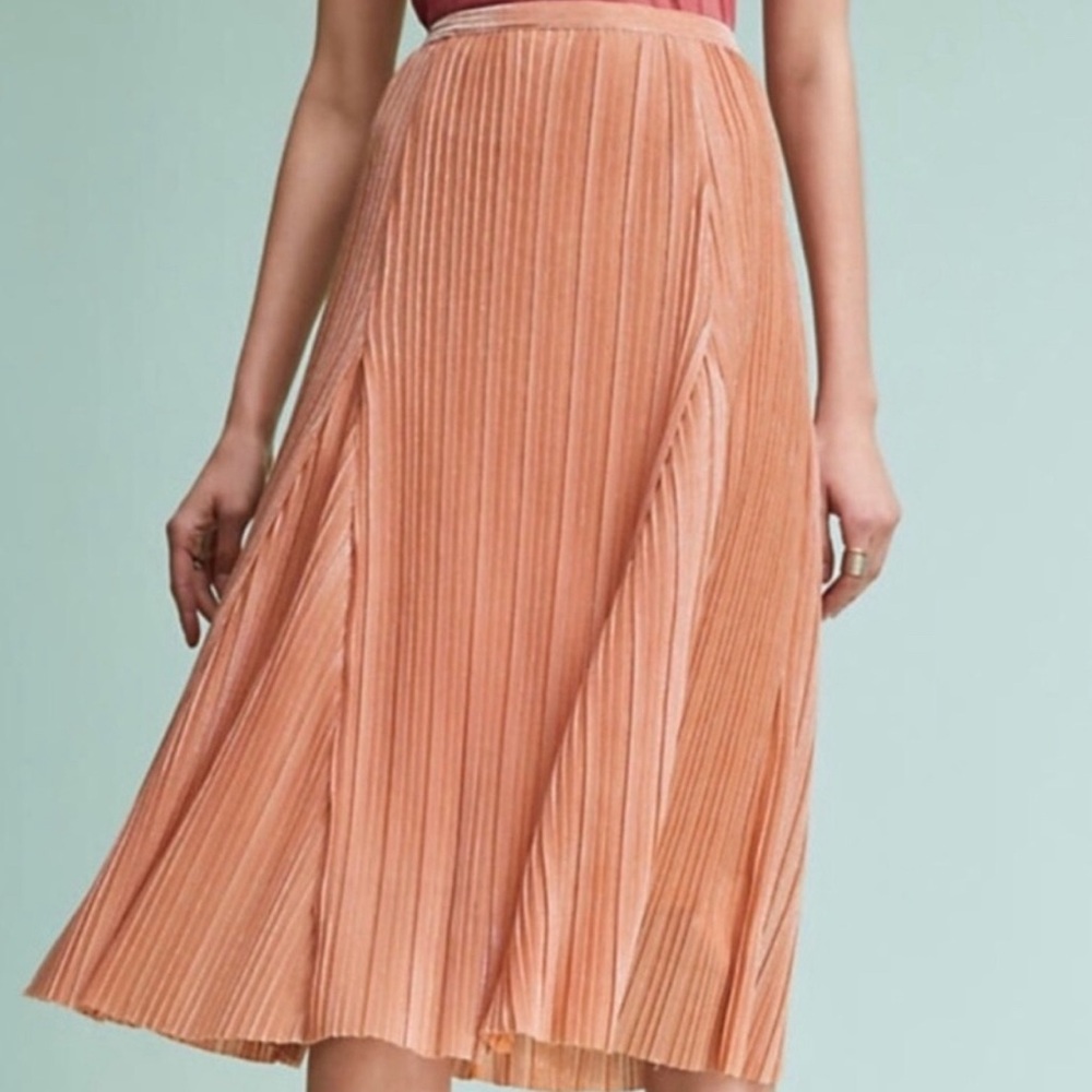 Anthropologie Maeve pink metallic skirt.